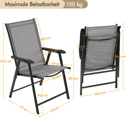 Yaheetech Gartenstühle 2er-Set, klappbarer Hochlehner, grau