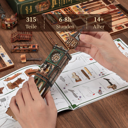 FUNPOLA Magic Library Book Nook Kit – LED 3D Holzpuzzle