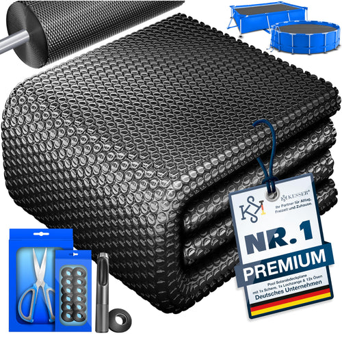 KESSER Solarabdeckplane Pool rechteckig 450 x 220 cm, 120 µm – Solarfolie aus Kunststoff mit Noppen zur Wassererwärmung