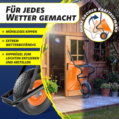 MASKO Schubkarre 100 Liter Bauschubkarre mit Luftreifen, bis 250 kg