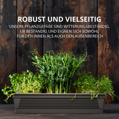 Plastard Milano Blumenkasten 3er Set, 100 cm, Anthrazit