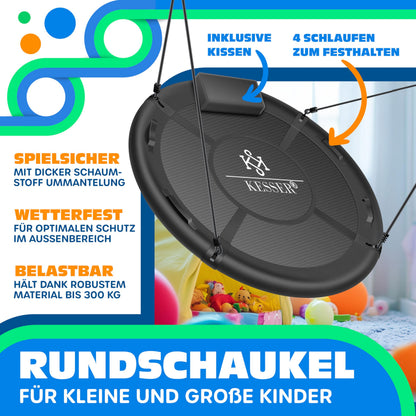 KESSER Nestschaukel Rundschaukel Ø 100cm mit Kissen Anthrazit