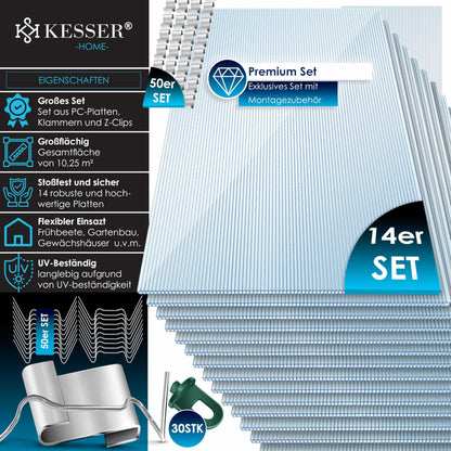 KESSER Polycarbonat Doppelstegplatten 4mm – 14 Stk. 10.25m² (60.5x121)