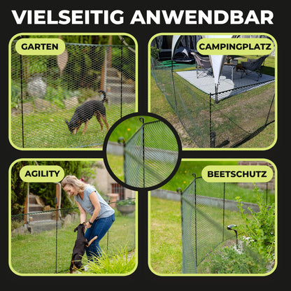 SELFmania Hundezaun 25 m x 120 cm, mobiler Begrenzungszaun in Schwarz