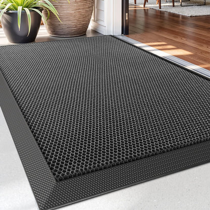 DEXI Fussmatte aussen 60 x 90 cm, Schmutzfangmatte, dunkelgrau – rechteckig, aus Nylon und Gummi