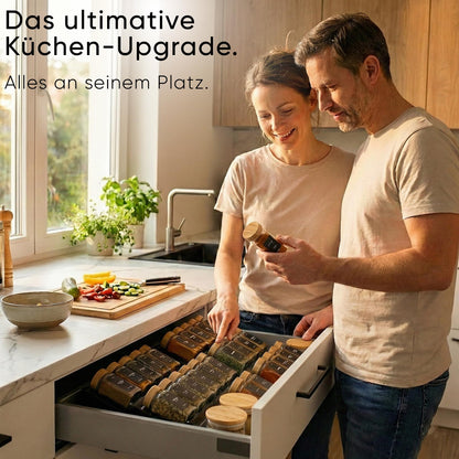 Deco haus Gewürzregal Schublade mit 24 Gewürzgläsern, verstellbar