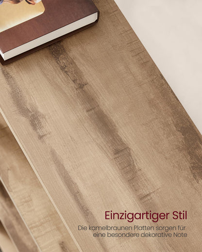 VASAGLE Bücherregal Standregal 14 Ablagen – Kamelbraun-tintenschwarz