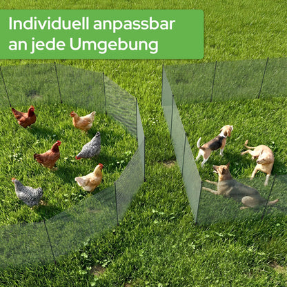 Arebos Mobiler Begrenzungszaun 20 m, Absperrnetz 90 cm mit 12 Pfosten