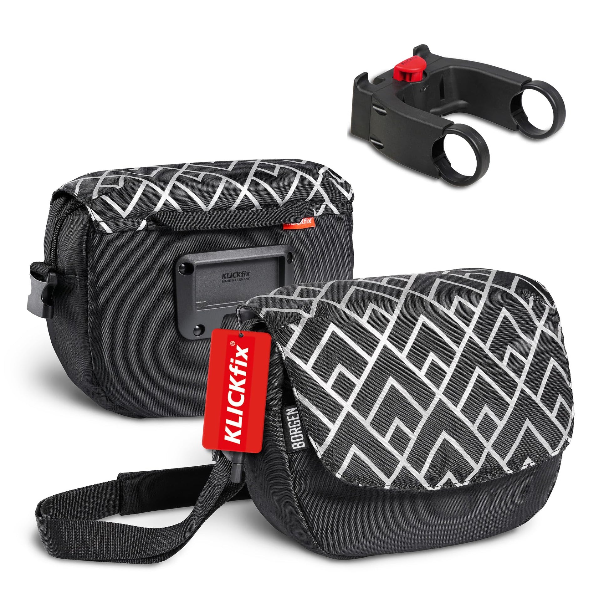 Borgen KLICKfix System Fahrrad Lenkertasche – 5L, schwarze, rechteckige Tasche zum sicheren Transport von Kleinutensilien am Lenker.