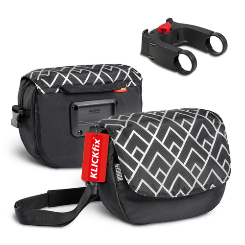 Borgen KLICKfix System Fahrrad Lenkertasche – 5L, schwarze, rechteckige Tasche zum sicheren Transport von Kleinutensilien am Lenker.