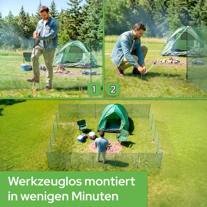 Arebos Mobiler Begrenzungszaun 25 m, 90 cm hoch, mit 15 Pfosten
