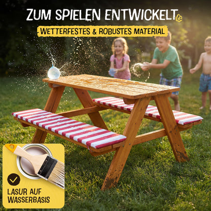 FRIEDO Kindersitzgruppe aus Holz mit Sitzkissen für Garten