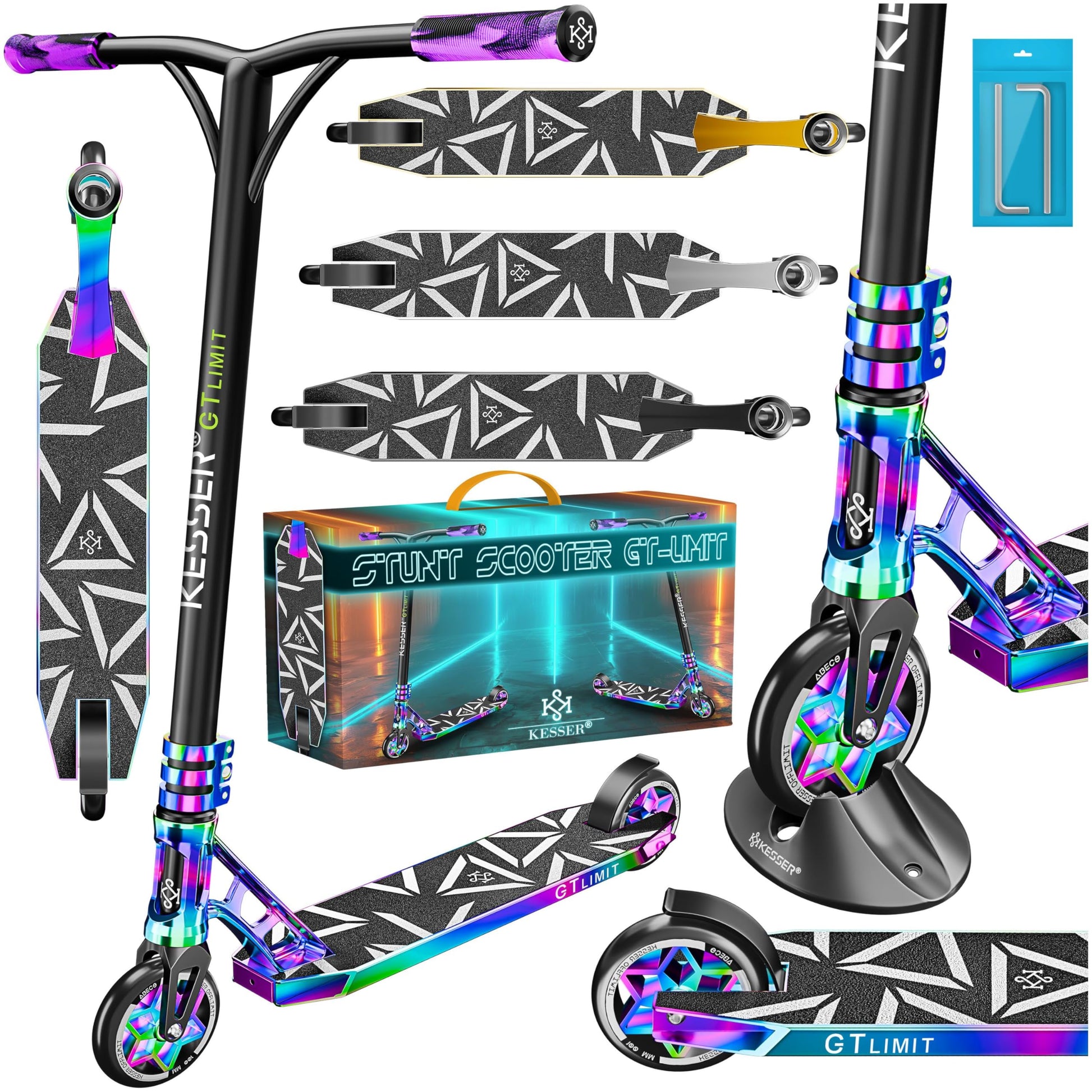 KESSER Stunt Scooter GT-Limit: Stuntscooter mit 360° Lenkung, T-Lenker und Deck. Für anspruchsvolle Tricks im Skatepark.