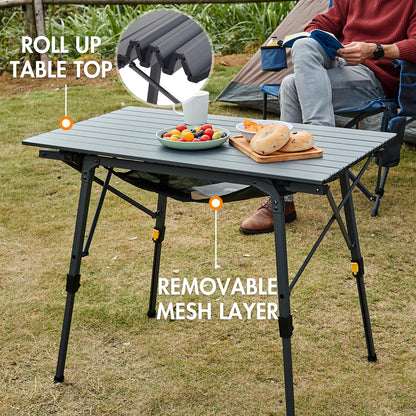 Portal Campingtisch faltbar, höhenverstellbar, Aluminium, 90 x 53 cm