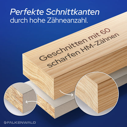 FALKENWALD Kreissägeblatt 165x20 mm, 60 Hartmetallzähne für Holz