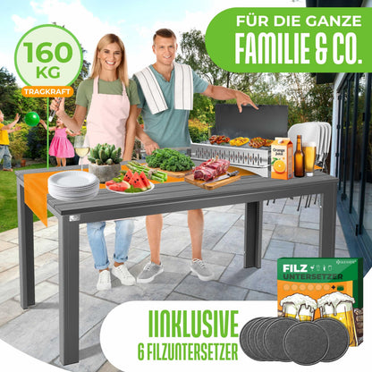 KESSER Gartentisch 156 x 78 cm, Esstisch für 6 Personen, Holz-Optik