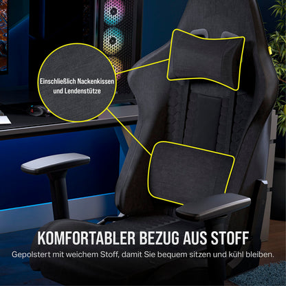 Corsair TC100 Relaxed Gaming Stuhl Stoff Grau/Schwarz