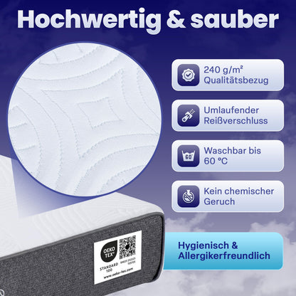 Arensberger Kindermatratze 90x200 cm, Gelschaum H3, waschbarer Bezug