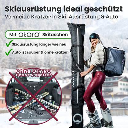 Otaro Skitasche für 2 Paar Ski und Skistöcke, längenverstellbar