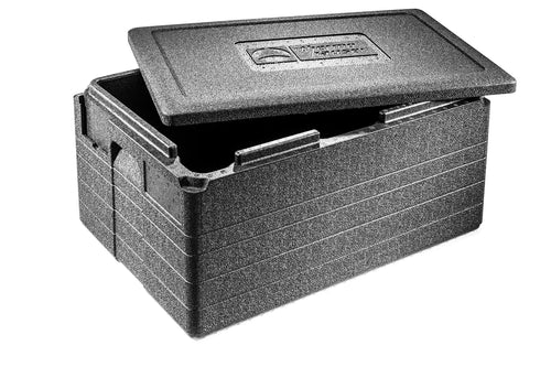 thermohauser Gastrostar EPP-Thermobox GN 1/1 - 50 Liter. Rechteckige, dunkelgraue Isolierbox aus EPP zum temperaturstabilen Speisentransport.