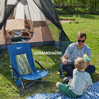 Portal Strandstuhl 2er-Set, faltbarer Campingstuhl mit Getränkehalter