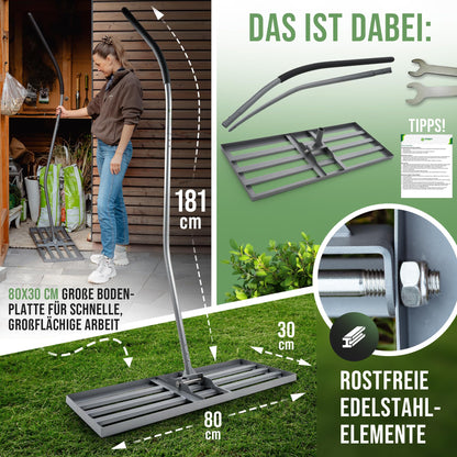 GREEN Spark Rasenrakel Ergonomisch Klicksystem - 80x30cm
