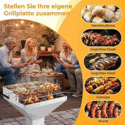 TLGREEN Holzkohlegrill 11550, Edelstahl Säulengrill höhenverstellbar