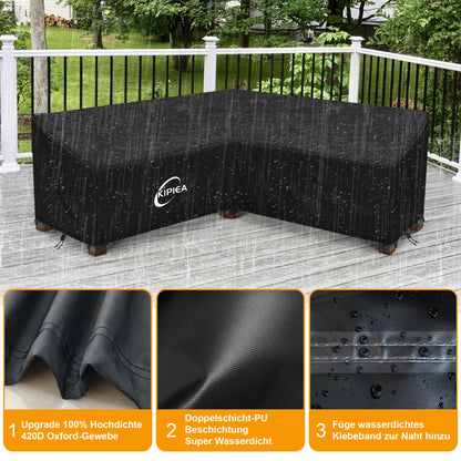 Kipiea Abdeckung Loungemöbel L-Form wasserdicht 216x216x85x78 cm