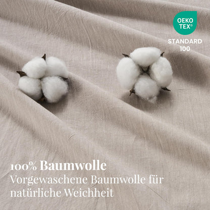 Duvetnova Bettwäsche 200x220 cm Baumwolle Leinen-Optik, 3-teilig