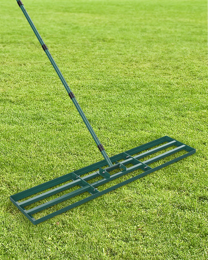 TITECK Rasenrakel 114 x 25 cm, Nivellierrechen mit 198 cm Stiel