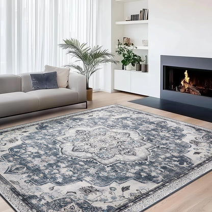 SONGMICS Home Vintage Teppich 160 x 230 cm, waschbar, Taubengrau – rechteckig, mit Muster