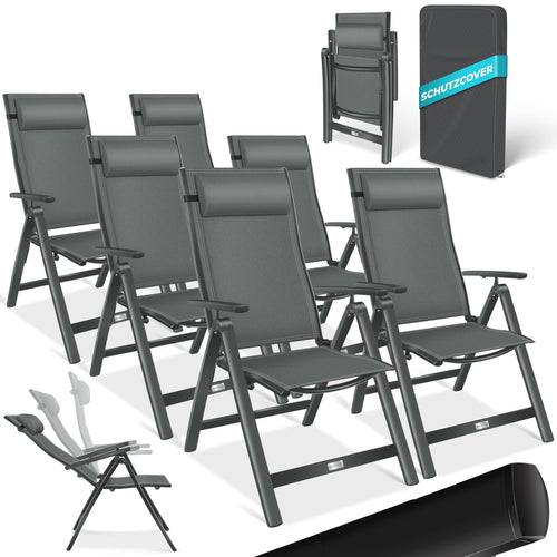 KESSER Gartenstuhl Hochlehner Aluminium Klappstuhl – 6er Set Anthrazit: Klappbarer Hochlehner in Anthrazit. Aluminiumgestell. Für entspanntes Sitzen im Garten.
