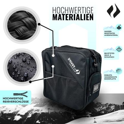Driver13 Skistiefeltasche Bootbag mit Helmfach für Skischuhe, schwarz