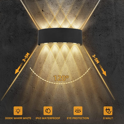 Lureshine LED Wandleuchte Up & Down 8W 3000K IP65 Schwarz 2er-Set