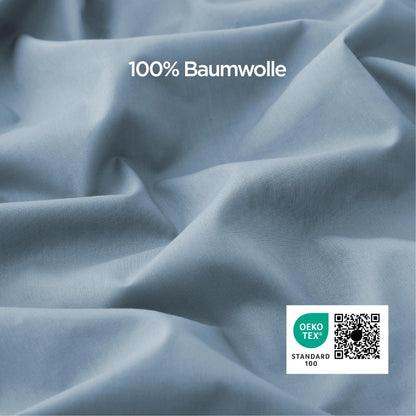 Bedsure Bettwäsche-Set Baumwolle 135x200, 4-teilig, Graublau