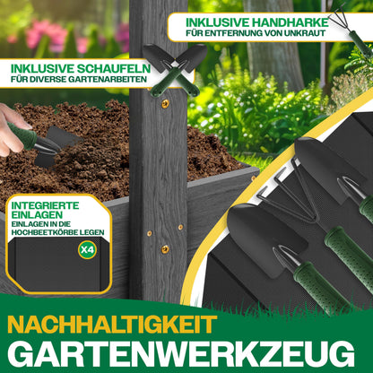 KESSER Hochbeet 4 Etagen, Blumentreppe aus Tannenholz, Anthrazit