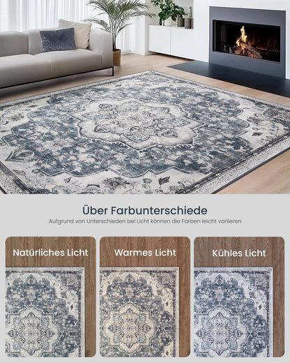 SONGMICS Home Vintage Teppich 160 x 230 cm, waschbar, Taubengrau