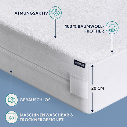 Dreamzie Matratzenbezug 160x200 cm wasserdicht mit Reissverschluss