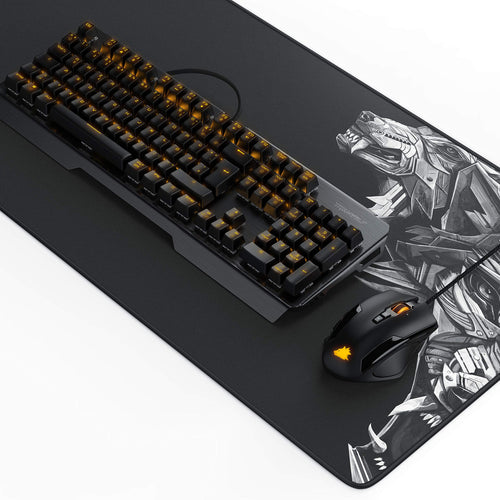 TITANWOLF Gaming Set – ALUMAR Tastatur, Specialist Maus, XXL Mauspad. Schwarzes Set mit QWERTZ-Tastatur, RGB-Beleuchtung, optischer Maus und großem Mauspad. Für präzises Gaming.