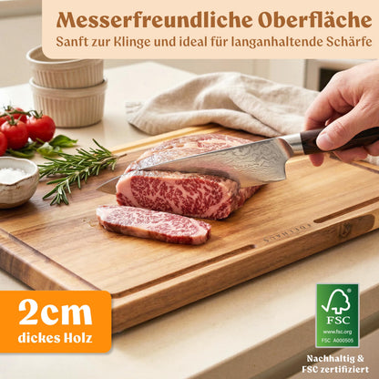 EDELHAUS Schneidebrett Set Akazienholz 3-teilig mit Saftrille