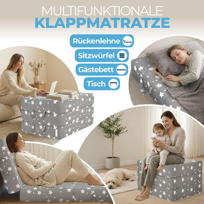 ELONEO Klappmatratze 75 x 195 cm, faltbare Gästematratze Sterne