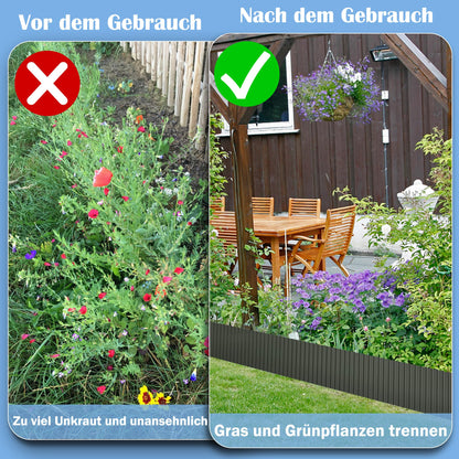 AufuN Rasenkante Metall verzinkt, Wellenform, Anthrazit, 18 cm, 20 m