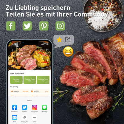 KitchenBoss Sous Vide Präzisionskocher - 1100W WLAN App-Steuerung