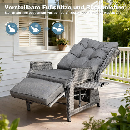 COMLAX FIELD Relaxsessel aus Rattan mit Liegefunktion, Dunkelgrau