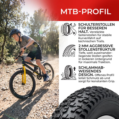 Fincci Fahrradreifen 20 x 1.95 Zoll faltbar, 2er-Set mit Schläuchen