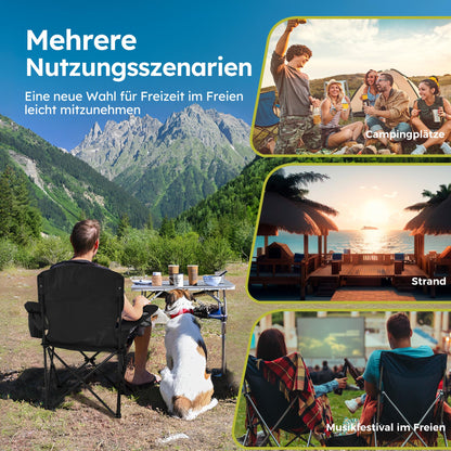 HIGH POINT SPORTS Campingstuhl 2er Set mit Getränkehalter & Kühlfach