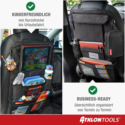 ATHLON TOOLS Autositz-Organizer mit Tablet-Halterung, 2er-Set, schwarz