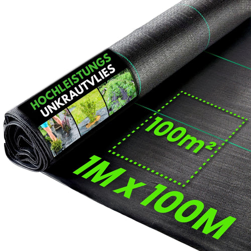 Green Thumbz Unkrautvlies Extra Stark 1 x 100 m wasserdurchlässig – Unkrautmatte für Garten, Hochbeet und Einfahrt
