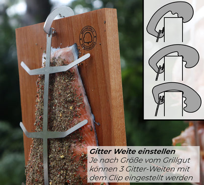 Bargen Flammlachsbretter mit Edelstahl-Halterung, 32 x 15 cm, 2er Set