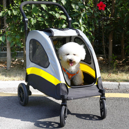 BingoPaw Hundebuggy Faltbar – Für Hunde & Katzen bis 20kg. Faltbarer Buggy. Transportiert Hunde und Katzen sicher.